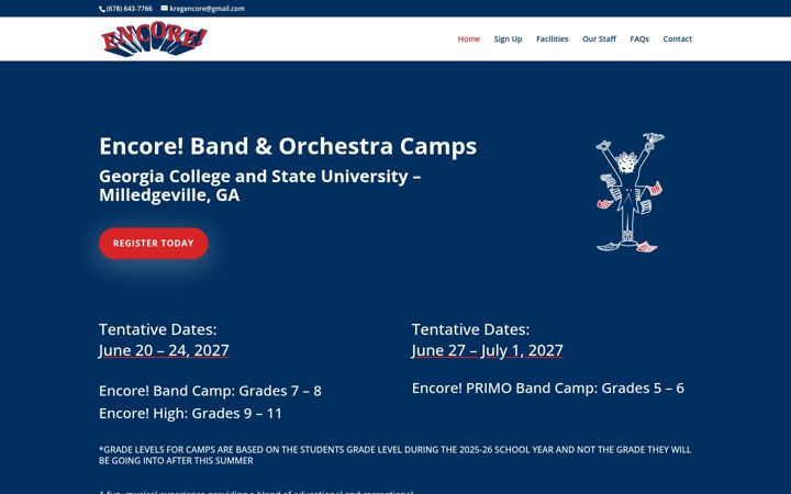 Screenshot of encorebandcamp.com