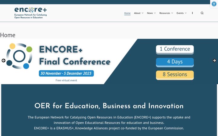 Screenshot von encoreproject.eu