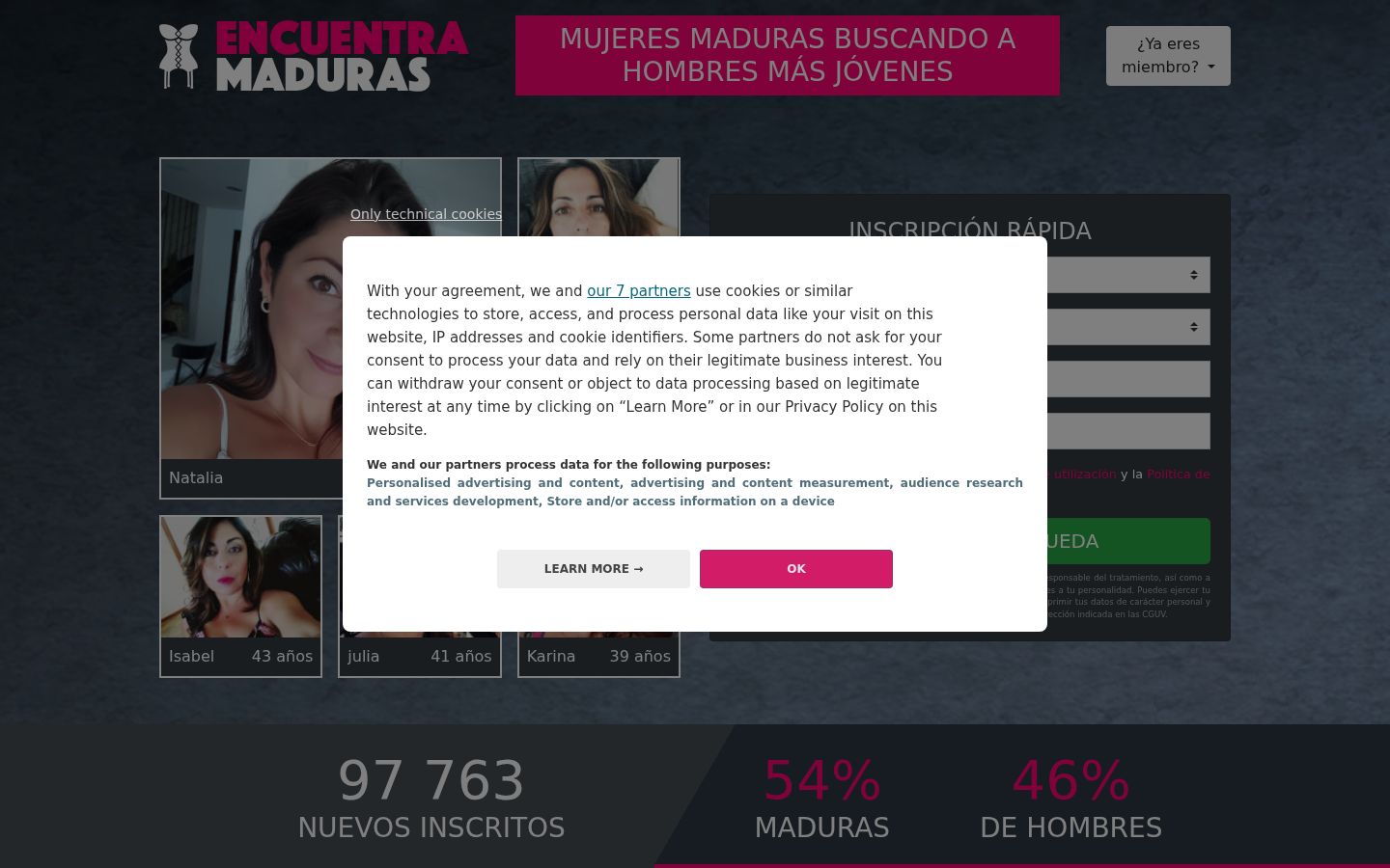 Captura de pantalla del banner de consentimiento mostrado antes de cualquier interacción