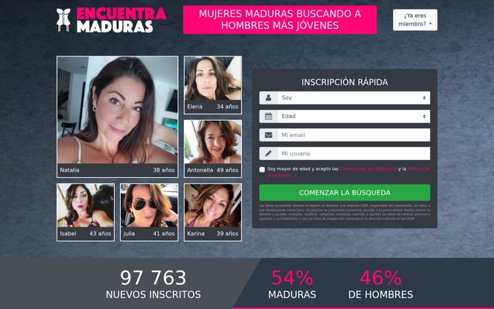 Screenshot of encuentramaduras.com
