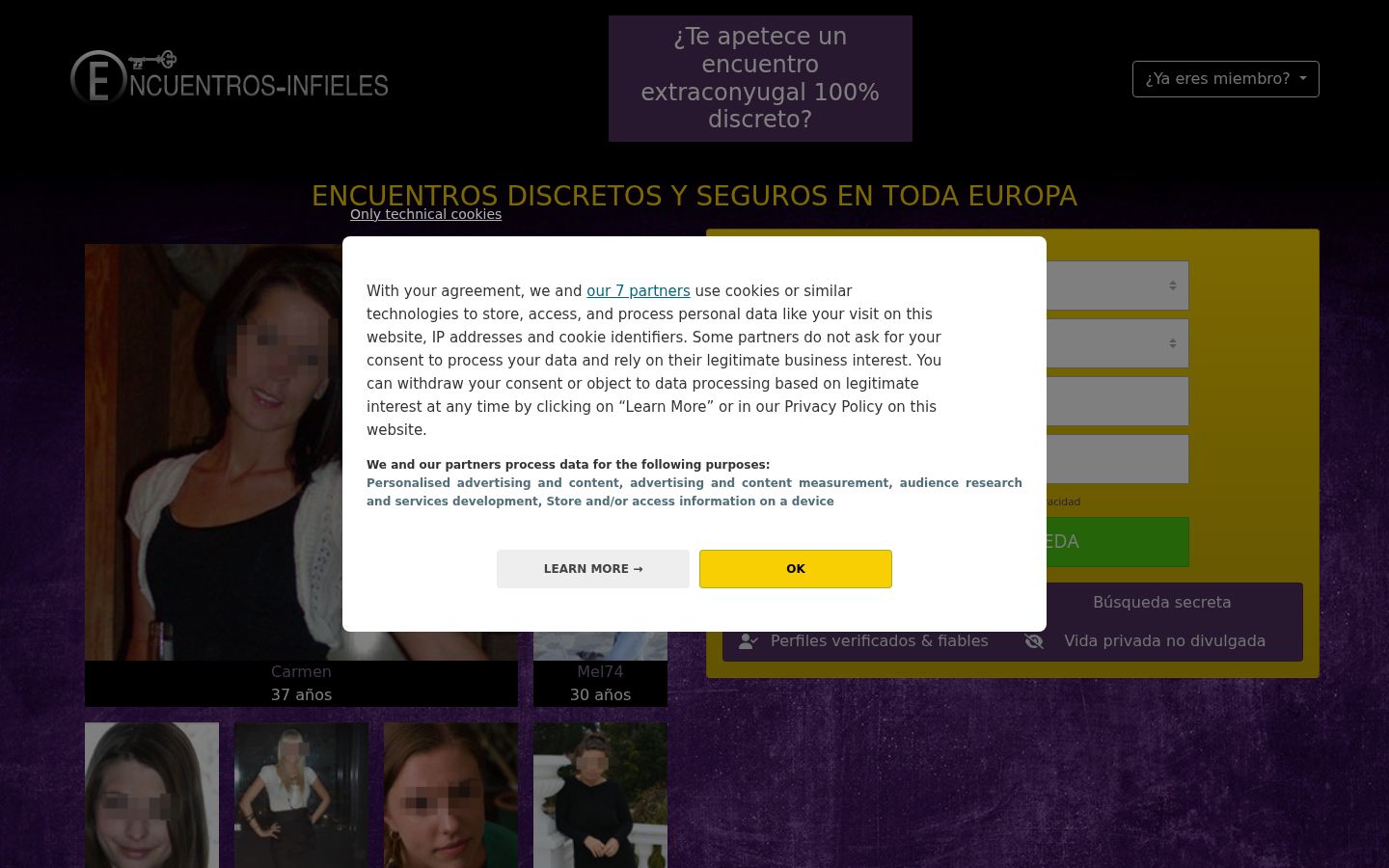 Screenshot del banner di consenso mostrato prima di qualsiasi interazione