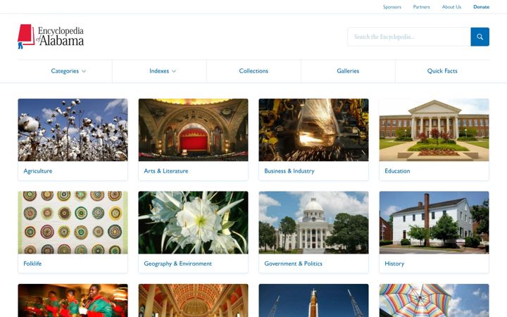 Screenshot of encyclopediaofalabama.org