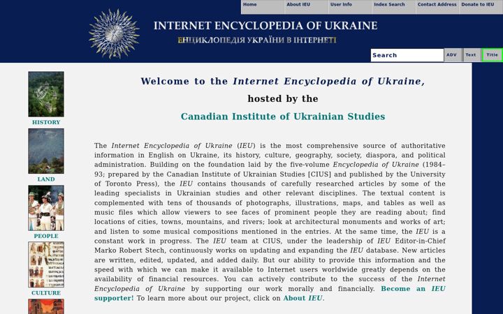 Screenshot of encyclopediaofukraine.com