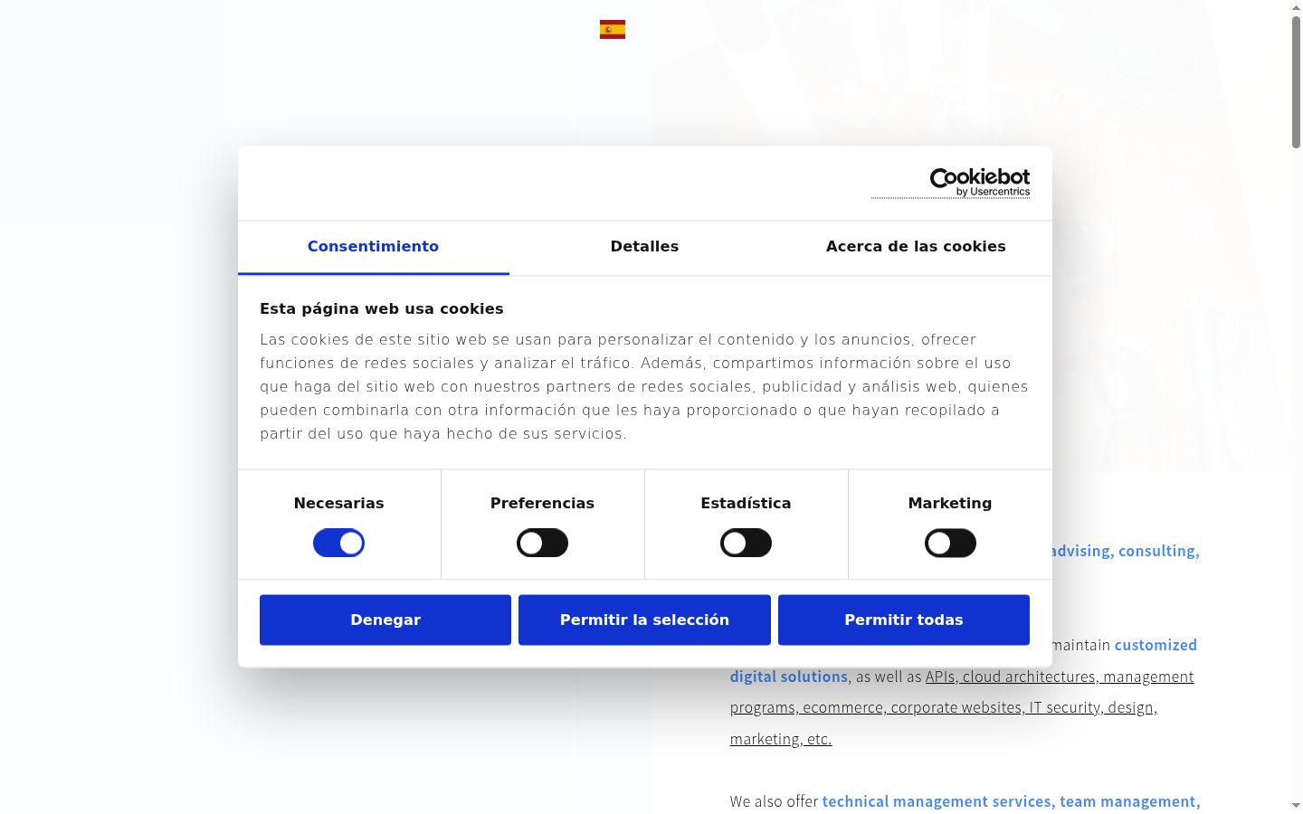 Captură de ecran a bannerului de consimțământ afișat înainte de orice interacțiune