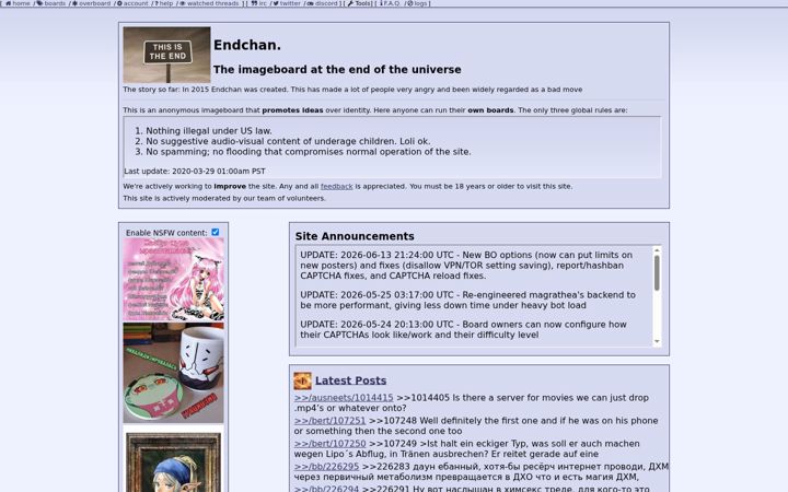 Screenshot of endchan.net