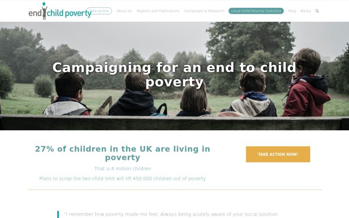Screenshot ta' endchildpoverty.org.uk