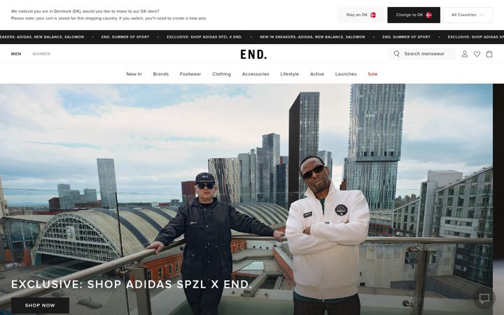 Screenshot ta' endclothing.com