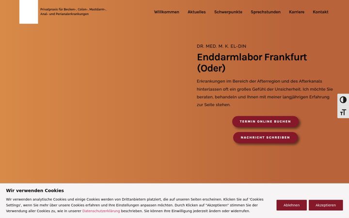 Ekrānuzņēmums no enddarmlabor-frankfurt.de
