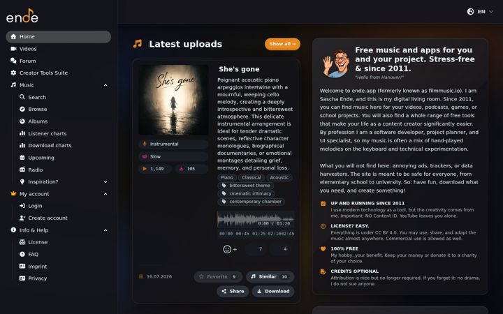 Screenshot of ende.app