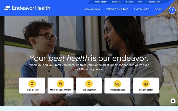 Screenshot of endeavorhealth.org