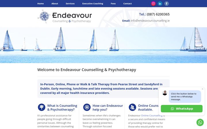 Skærmbillede af endeavourcounselling.ie