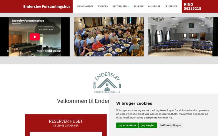 Skärmbild av enderslevforsamlingshus.dk