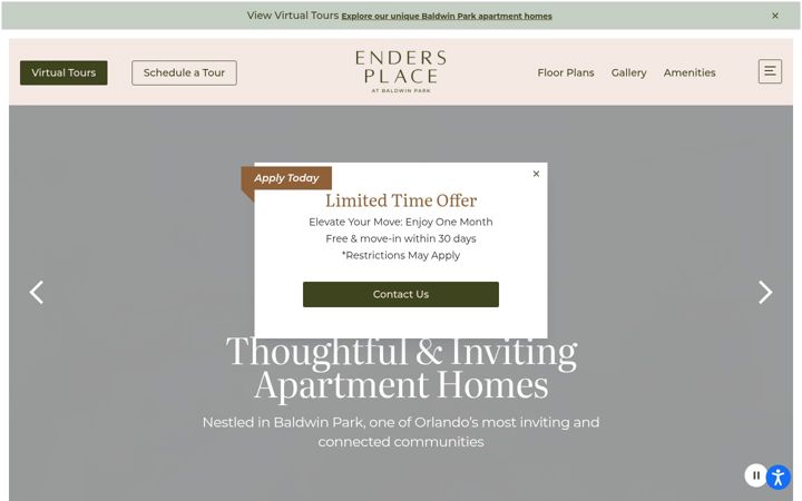 Screenshot of endersplaceatbaldwinpark.com