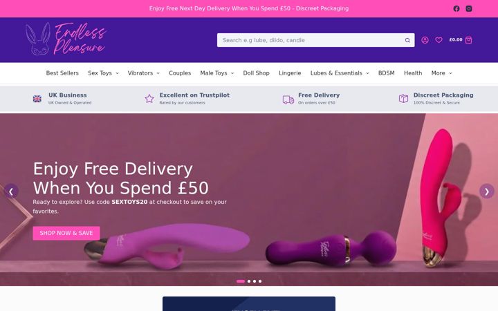 Screenshot ta' endlesspleasure.co.uk