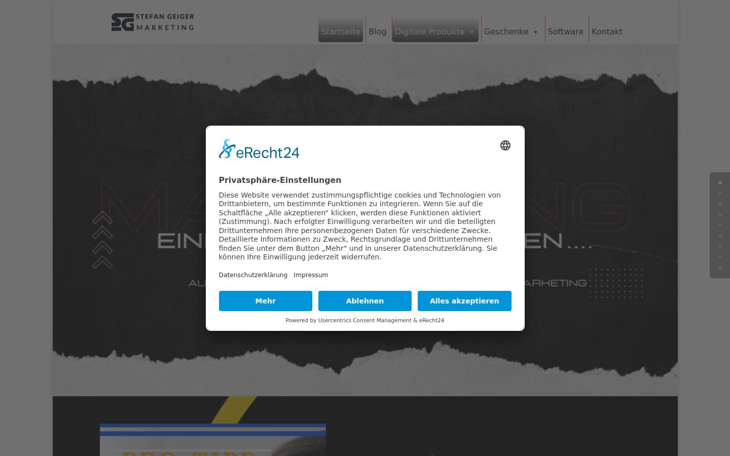 Screenshot del banner di consenso mostrato prima di qualsiasi interazione