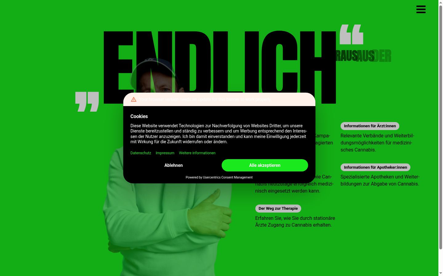 Screenshot of the consent banner shown before any interaction