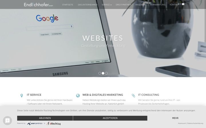 Snimka zaslona za endlichhofer-gmbh.de