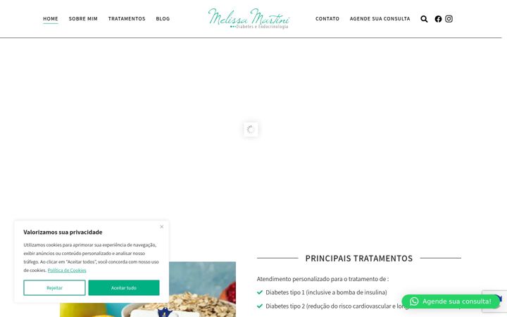 Captura de pantalla de endocrinologistadramelissa.com.br