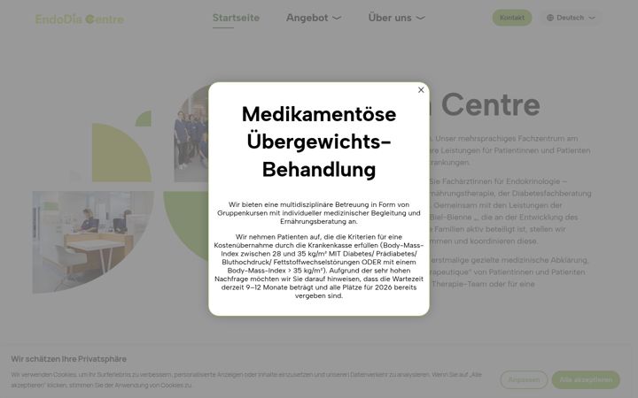 Screenshot von endodia.ch