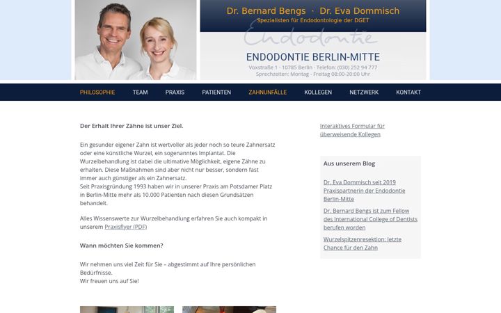 Snimka zaslona za endodontie-berlin-mitte.de