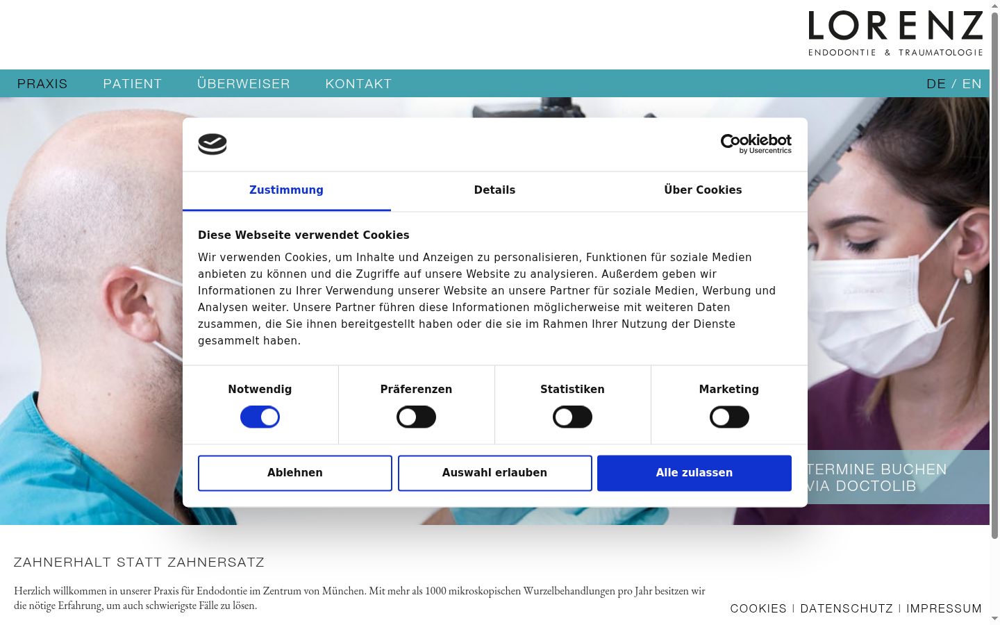 Snimka zaslona bannera za privolu prikazanog prije bilo kakve interakcije