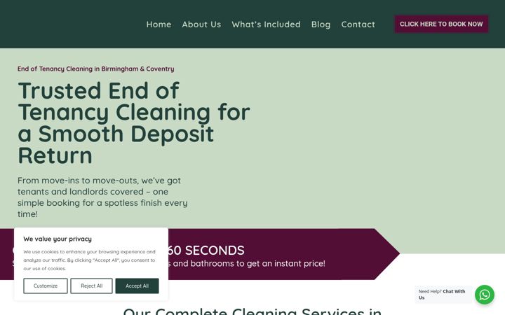 Screenshot of endoftenancycleaners.com