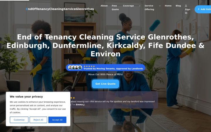 Screenshot of endoftenancycleaningserviceglenrothes.com