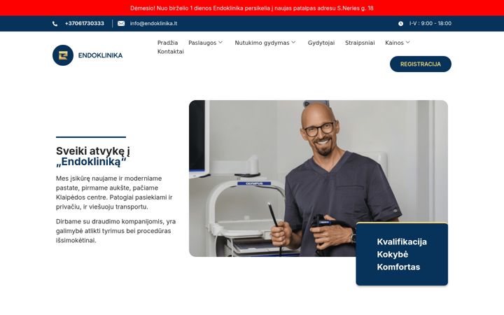 Snímek obrazovky endoklinika.lt
