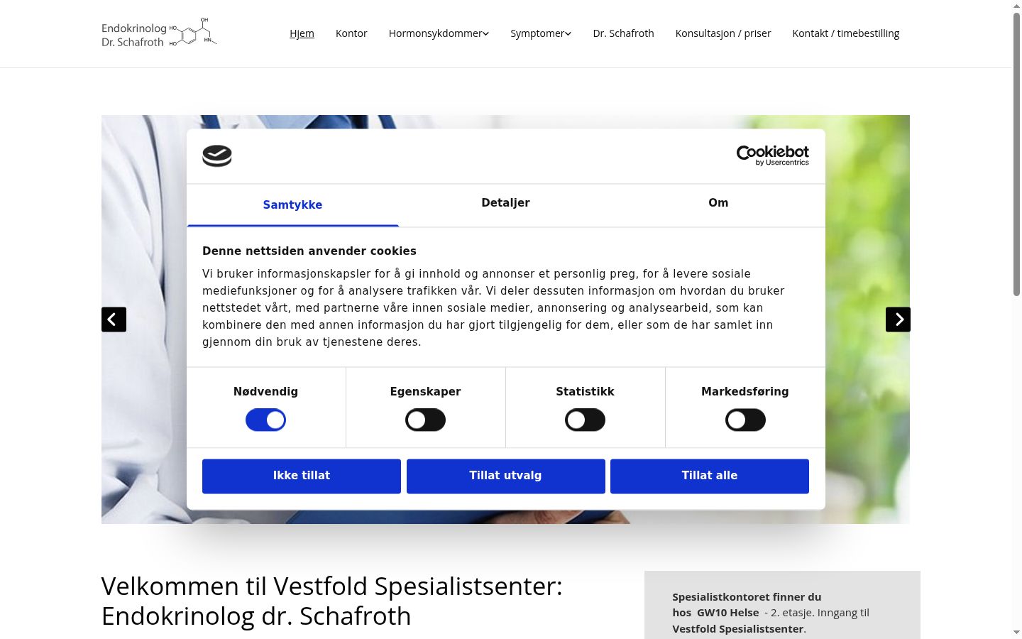Screenshot van de toestemmingsbanner zoals getoond vóór enige interactie