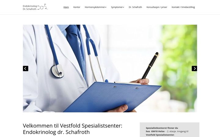 Screenshot van endokrinolog.no