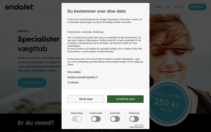 Skärmbild av endolet.dk