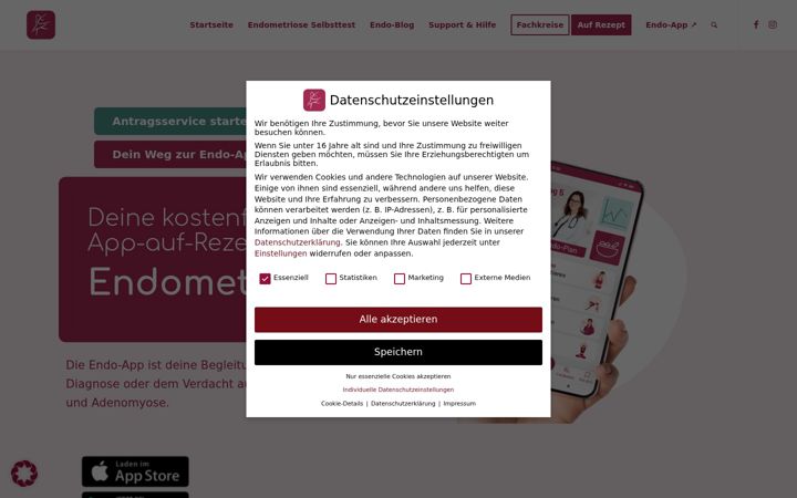 Screenshot of endometriose.app