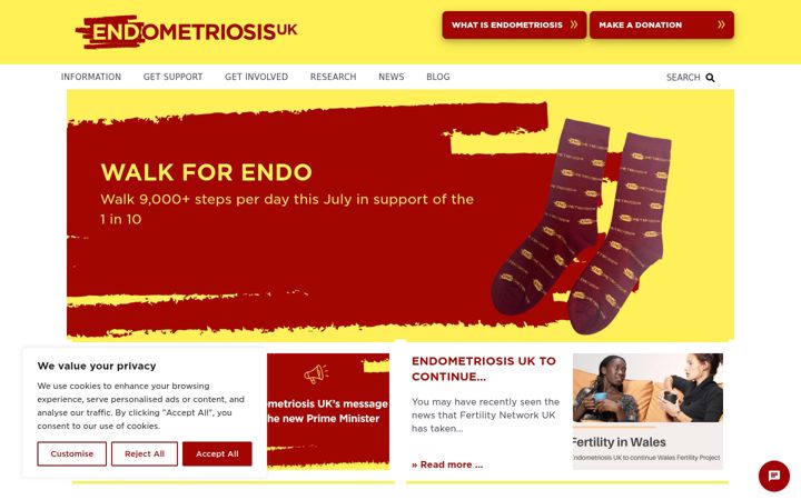 Screenshot of endometriosis-uk.org