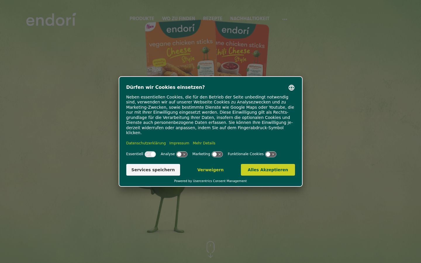 Screenshot van de toestemmingsbanner zoals getoond vóór enige interactie