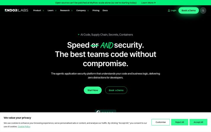 Zrzut ekranu endorlabs.com