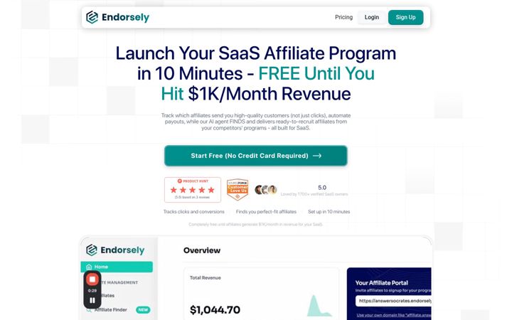 Screenshot of endorsely.com