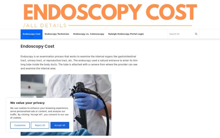 Screenshot of endoscopycost.com