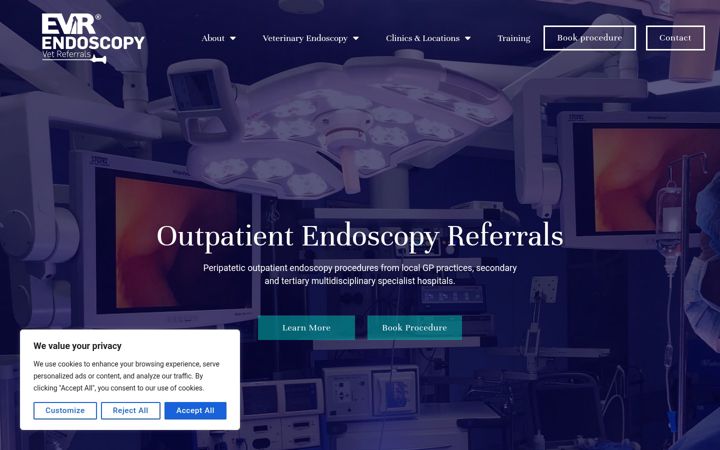 Screenshot ta' endoscopyvetreferrals.co.uk