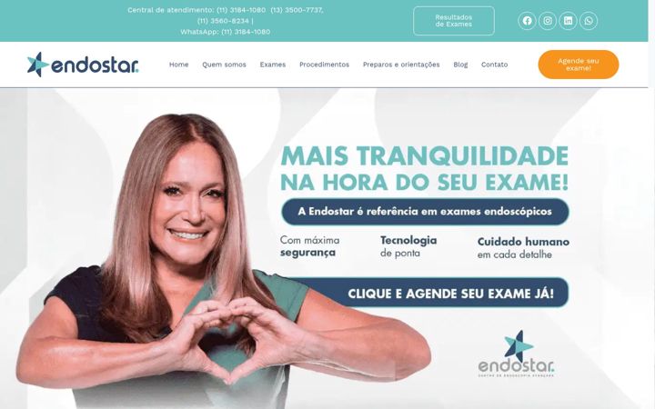 Captură de ecran a endostar.com.br