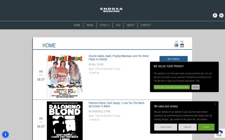 Screenshot of endoxabooking.com