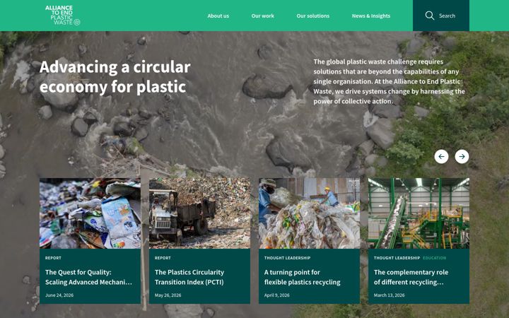 Captura de ecrã de endplasticwaste.org