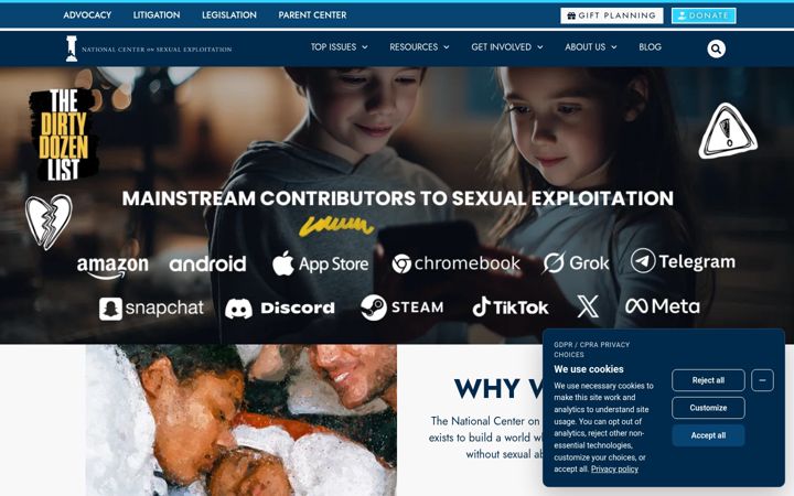 Screenshot of endsexualexploitation.org