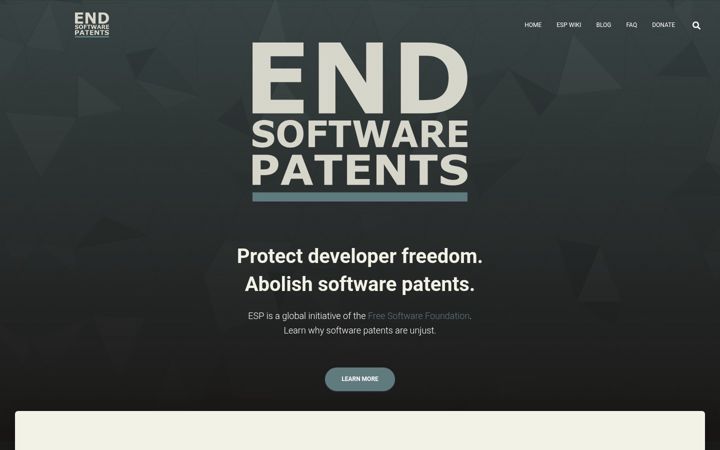 Snimka zaslona za endsoftwarepatents.org