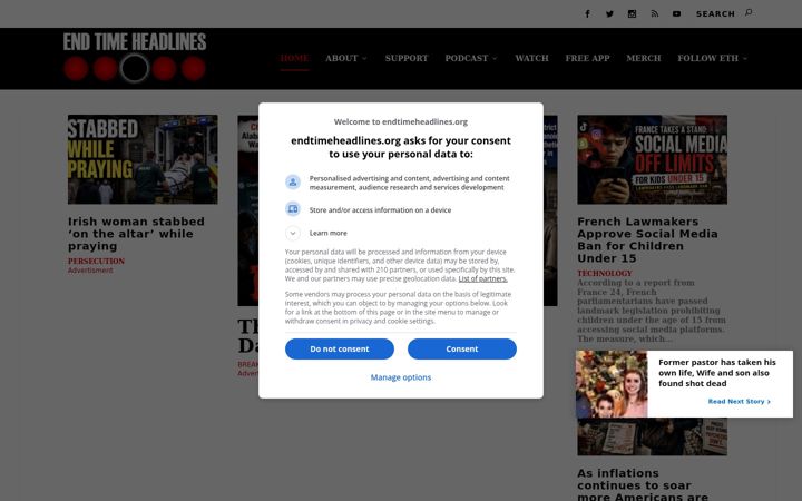 Screenshot of endtimeheadlines.org
