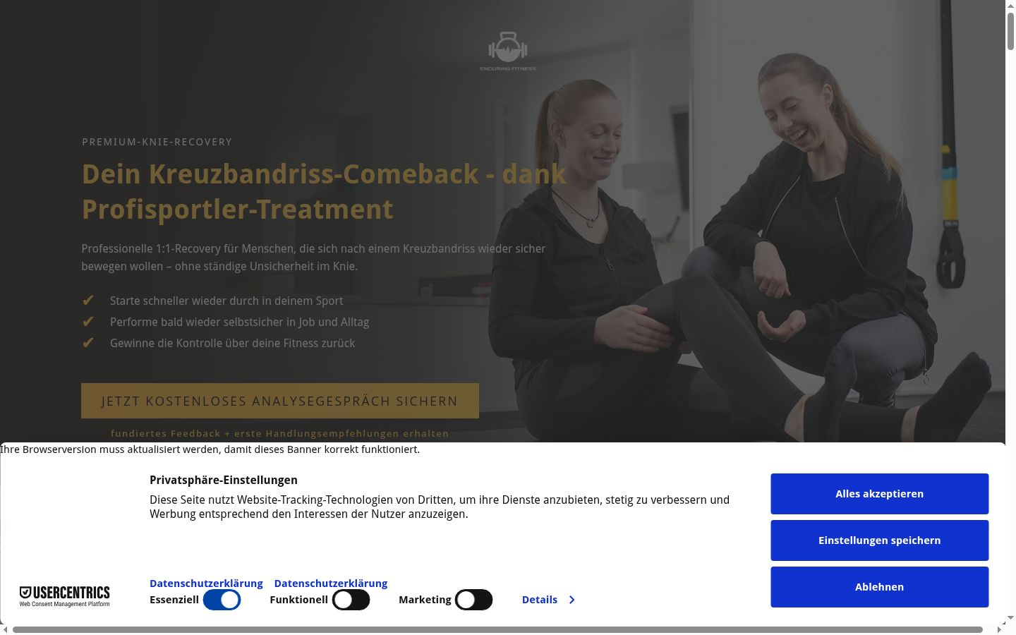 Screenshot del banner di consenso mostrato prima di qualsiasi interazione