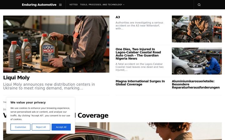 Screenshot of enduringautomotive.com
