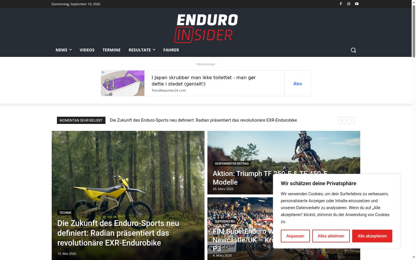 Screenshot of the consent banner shown before any interaction