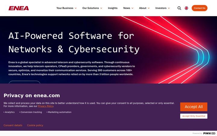 Екранна снимка на enea.com