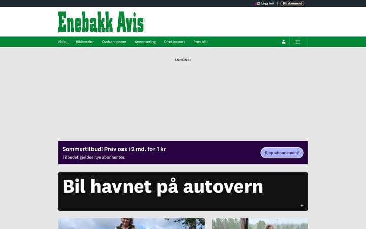 Screenshot van enebakkavis.no