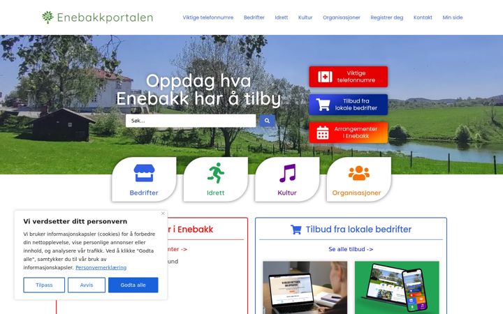 Screenshot van enebakkportalen.no